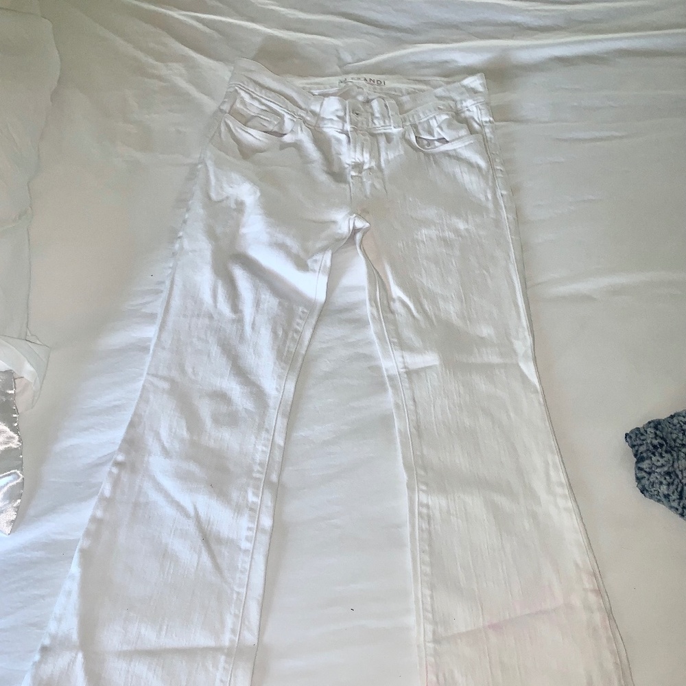 White low rise flared jeans